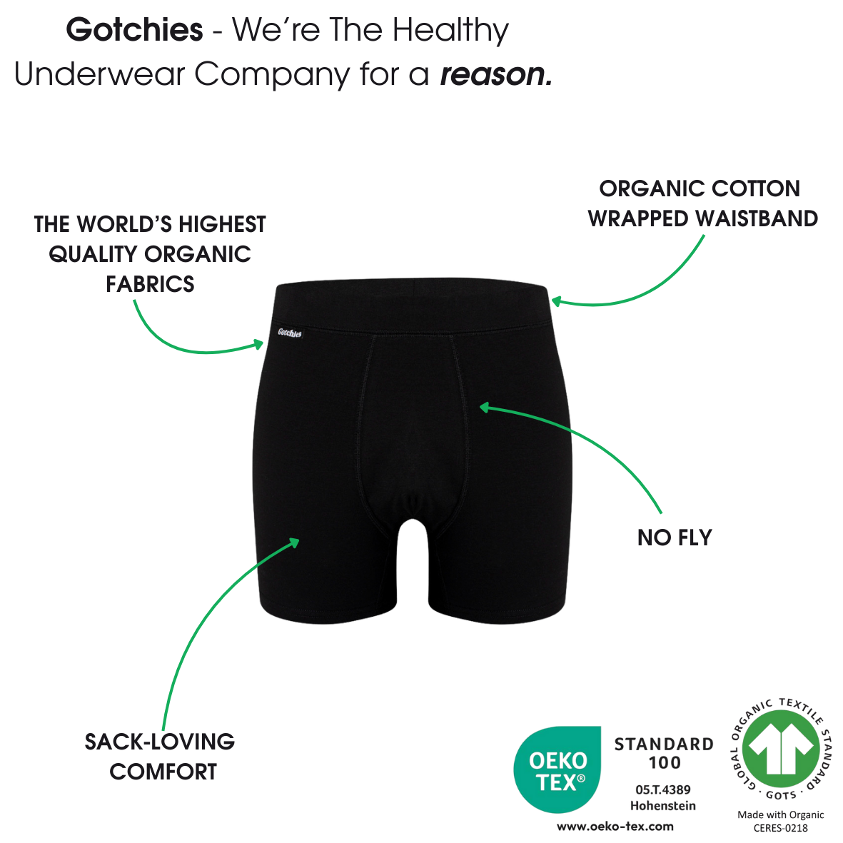 Organic Cotton No-Fly Boxer Briefs - Two Pack